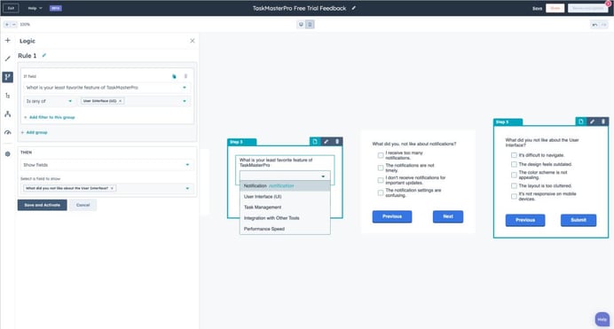 Personalized HubSpot form experience showing hidden and revealed fields based on user responses
