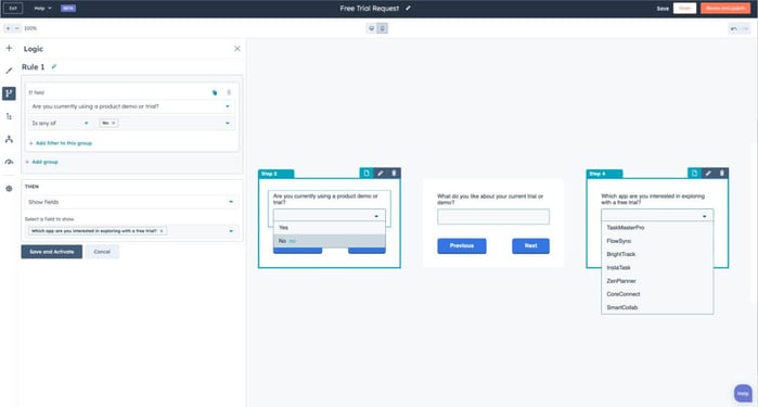 Conditional logic-based event registration form displaying VIP options based on attendee type