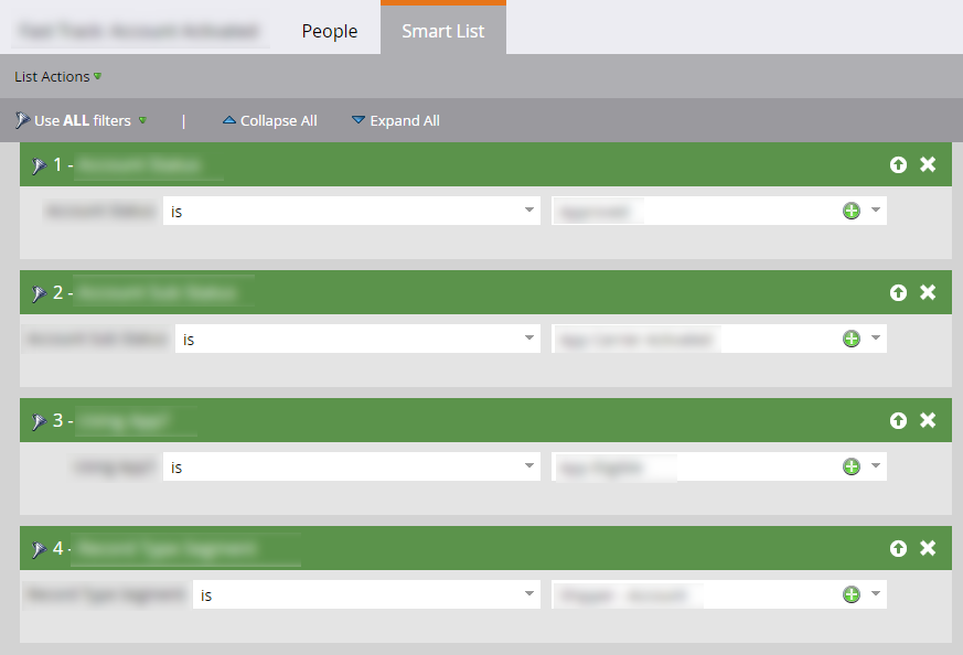 Marketo Smart List criteria