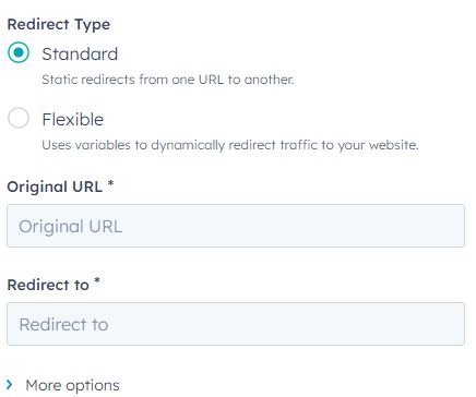 HubSpot Add URL Redirect form