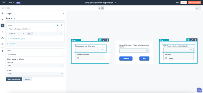 Event Registration - Conditional Logic Beta