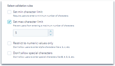 set property validation rules window