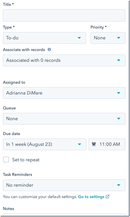 task details panel