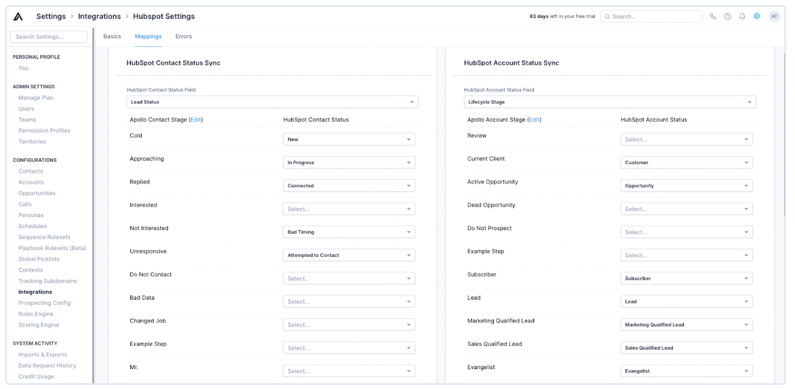 Lead Status & Lifecycle Stage Mappings