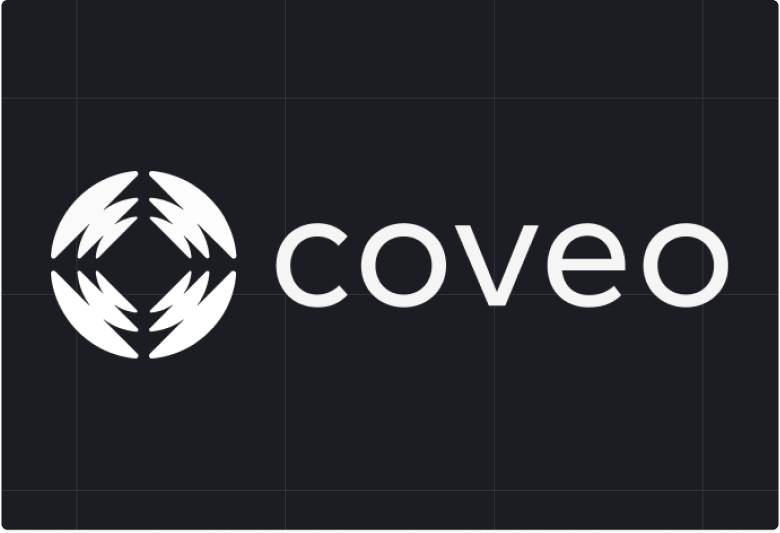 Coveo company logo shown on Aptitude 8 enterprise migration case study