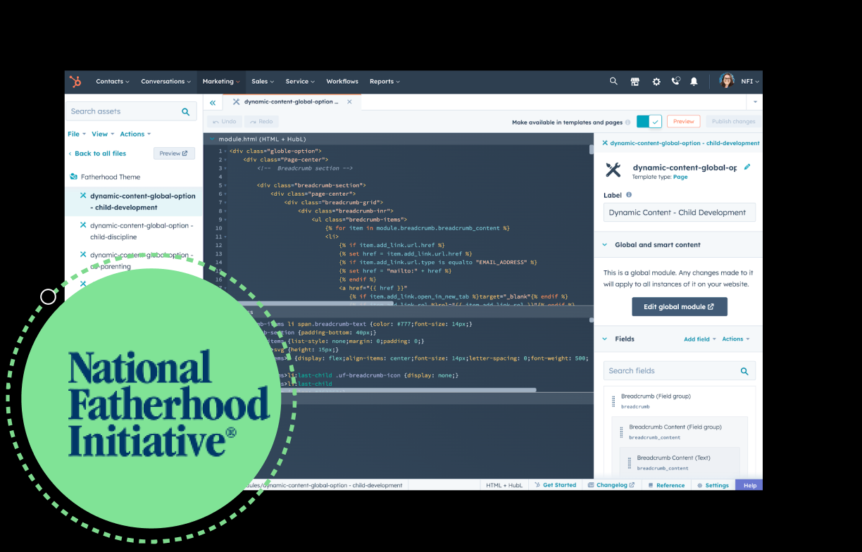 National Fatherhood Initiative® uses global elements in HubSpot CMS to make microsites scalable