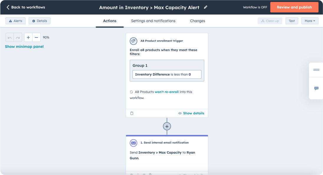 Inventory Management Workflow in HubSpot