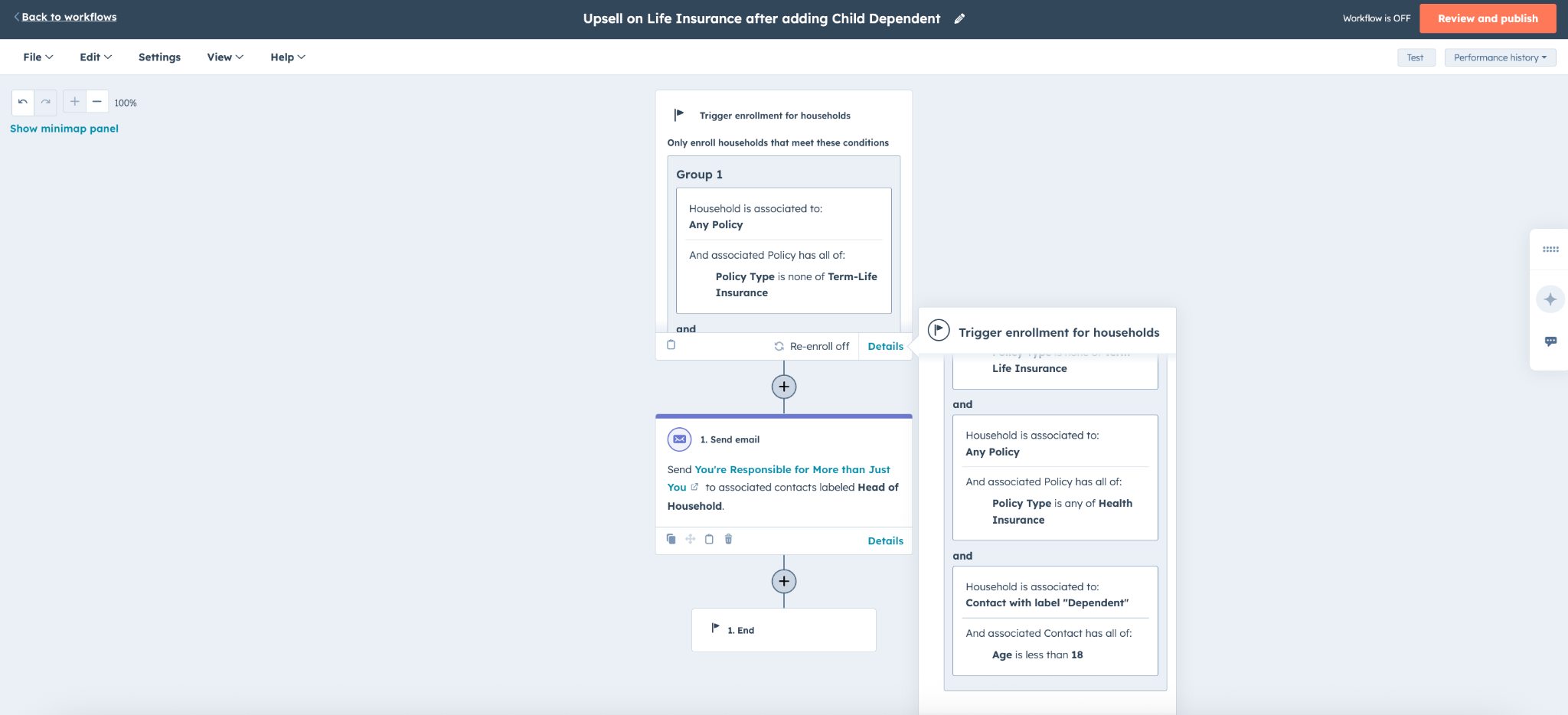 Automated renewal workflow in HubSpot with policy expiration alerts